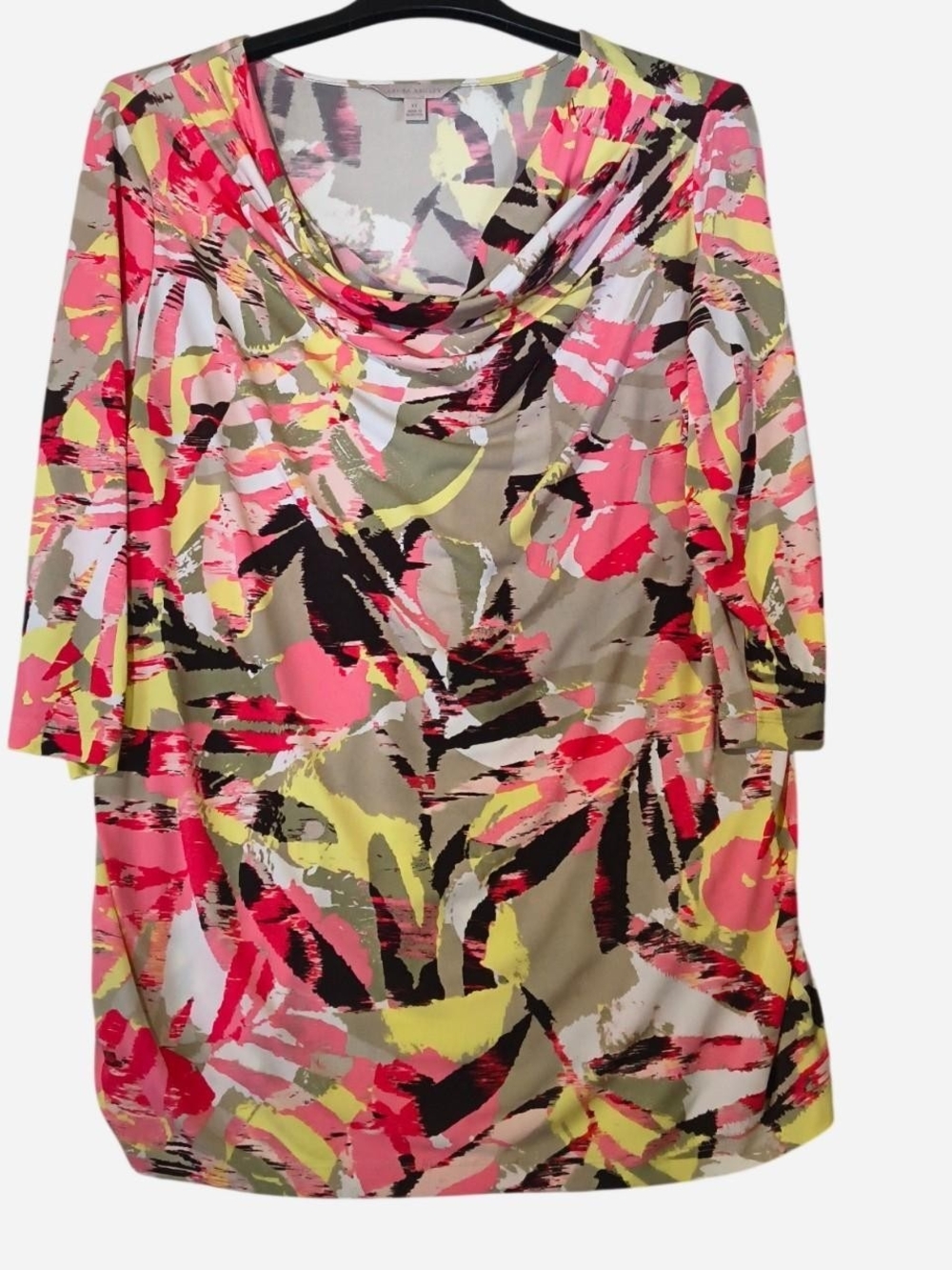 Laura Ashley Cowl Neck Long Sleeve Dress – Pink, Yellow, Black, White, Tan